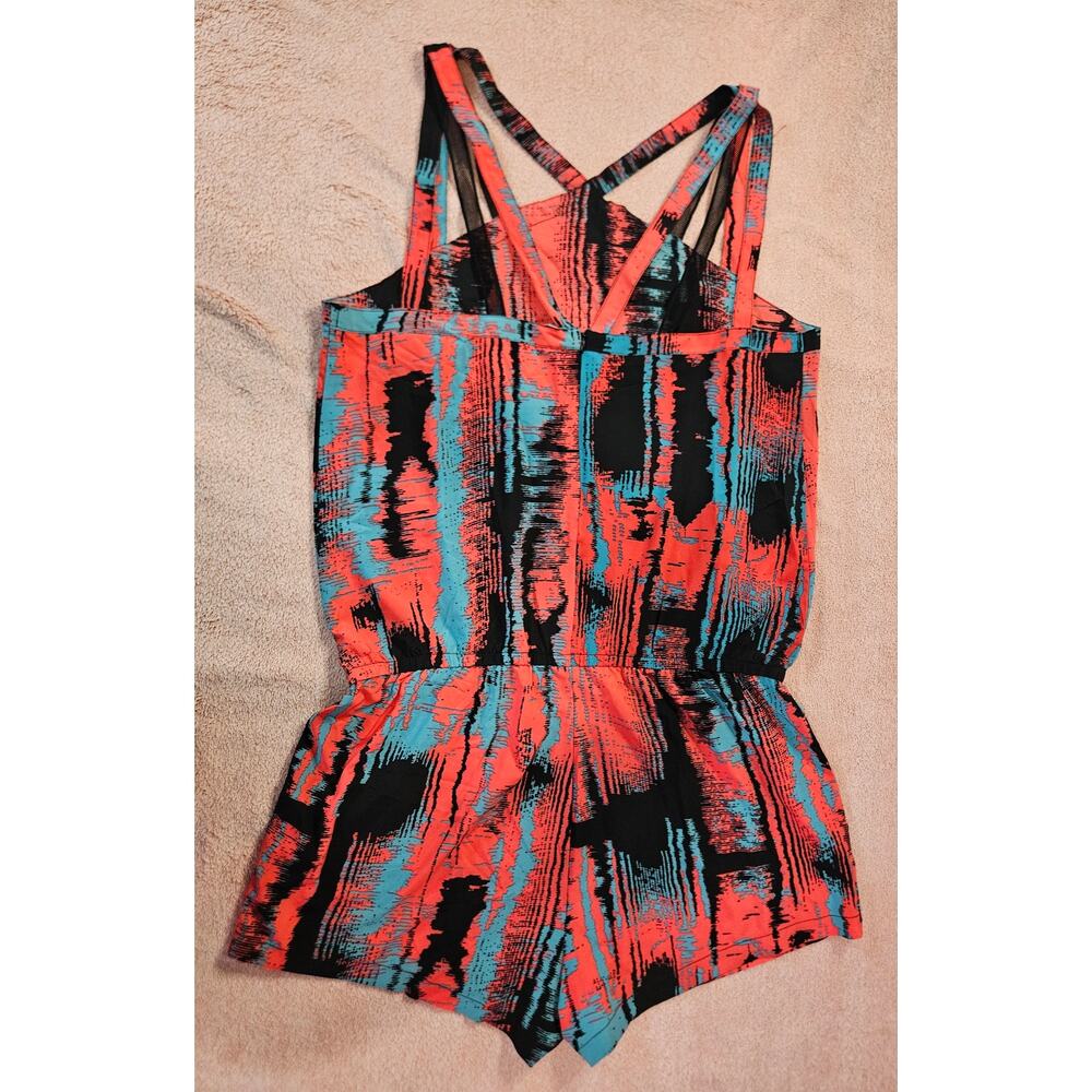 Fabletics Liza Romper in Heat Wave Print Strappy Mesh Detail Women's Large - Picture 7 of 9
